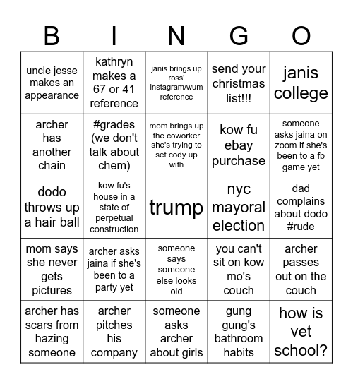 THANKSGIVING BINGO!!!! Bingo Card
