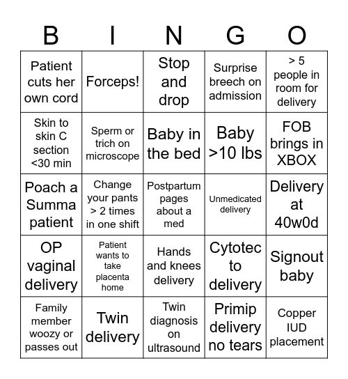 Days vs Nights Bingo Card