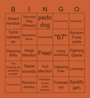 Corndog Bingo Card