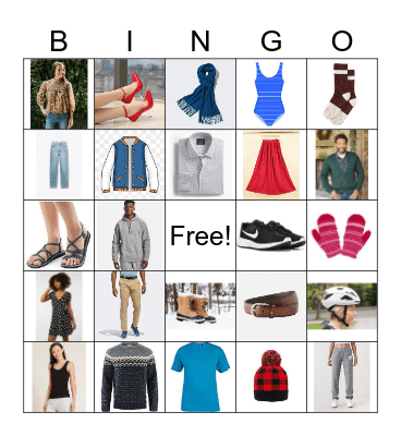 Clothing and Accessories Bingo Card