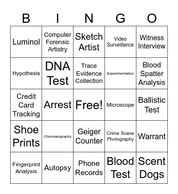 CSI Bingo!!! Bingo Card