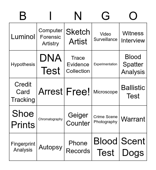 CSI Bingo!!! Bingo Card