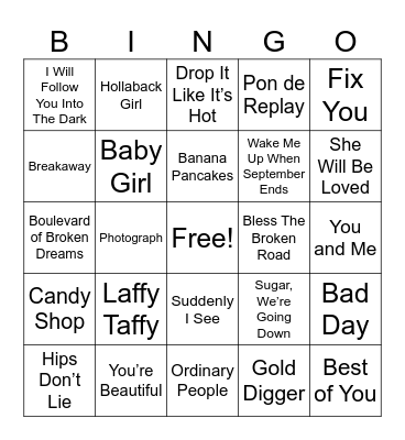 2005-2006 Hits Bingo Card