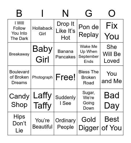 2005-2006 Hits Bingo Card