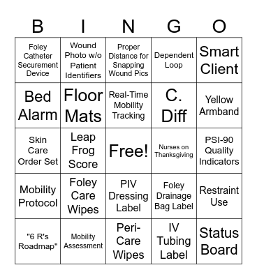 iCARE4Quality BINGO Card