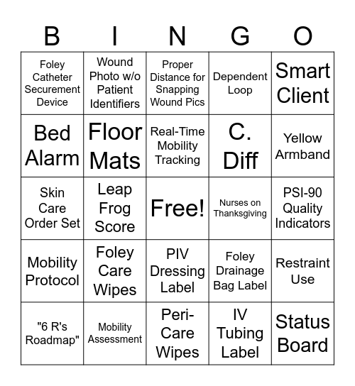 iCARE4Quality BINGO Card