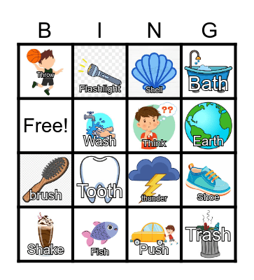 Speech Bingo /sh/ &/th/ Bingo Card