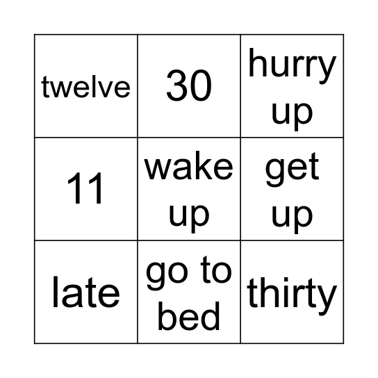 U3 Bingo Card