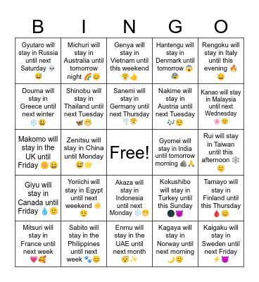 B7 L4 Hantengu will stay in Denmark until tomorrow 😱😰 Bingo Card