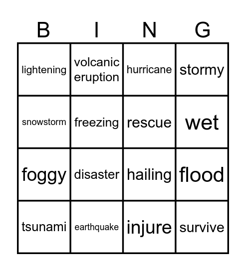 weather Bingo Card