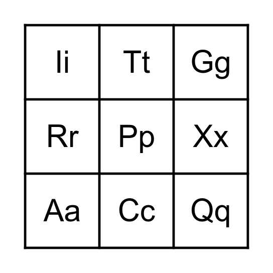 ABC Bingo (#1) Bingo Card