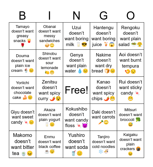 B7 L8 Hantengu doesn’t want boring juice 🍹😱 Bingo Card