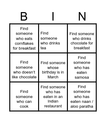 Find who? Bingo Card