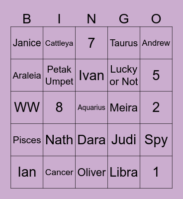 😼's bingo Card