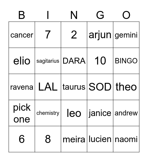 Untitled Bingo Card