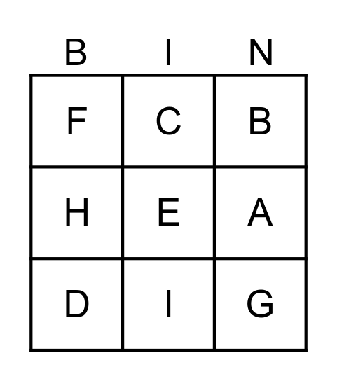 賓果 Bingo Card