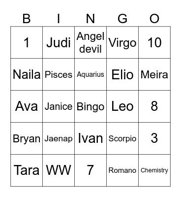 Punya LUCIEN Bingo Card