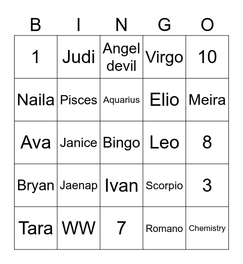 Punya LUCIEN Bingo Card