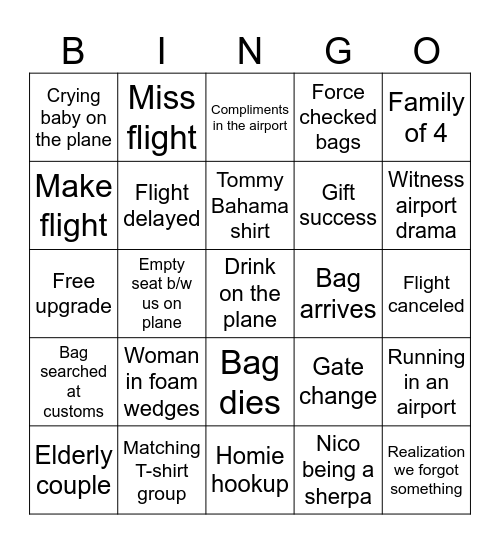 Tripies Bingo Card