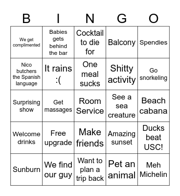 Hotelies Bingo Card