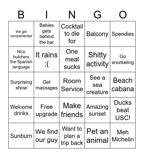 Hotelies Bingo Card