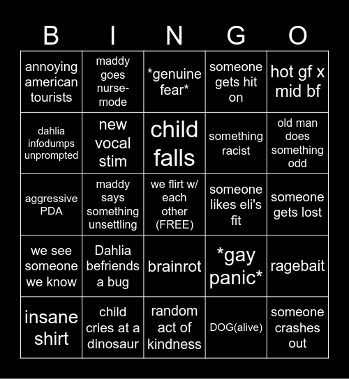 Silly Museum Bingo Card
