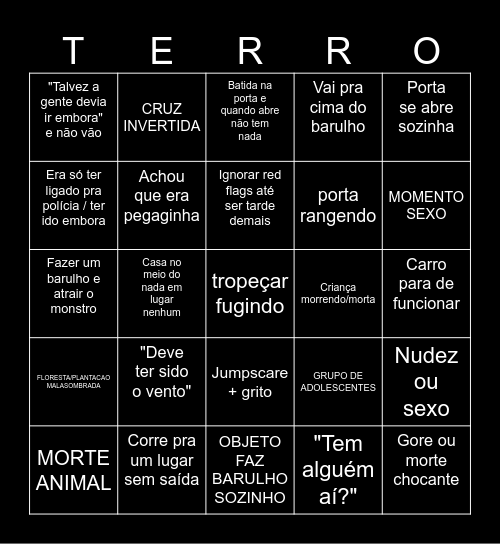 TERROR 💀 Bingo Card
