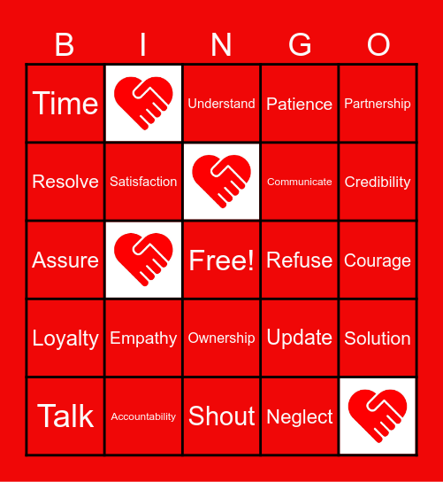 Red HEART Week Bingo Card