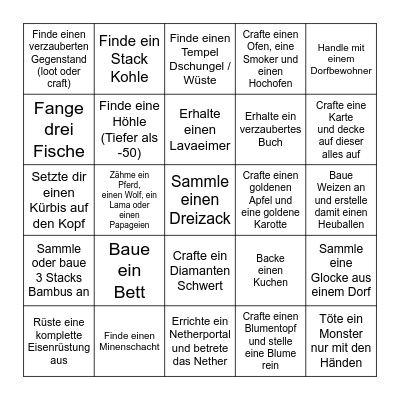 Minecraft Bingo Card