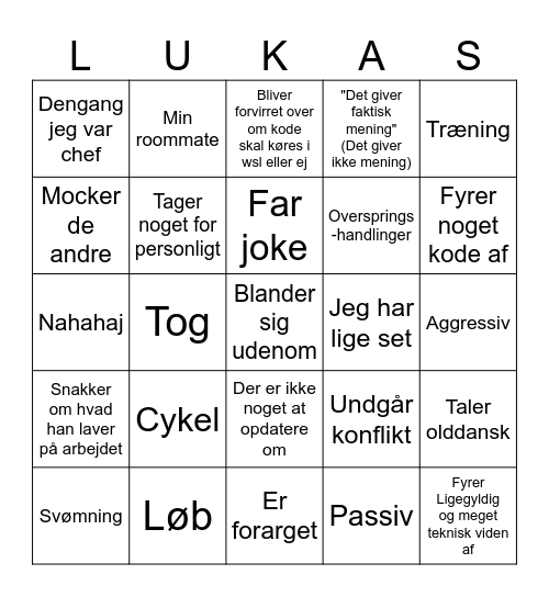 Lukas bingo Card