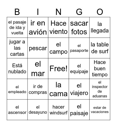 Ch. 5 Vocab Pt. 1 Bingo Card