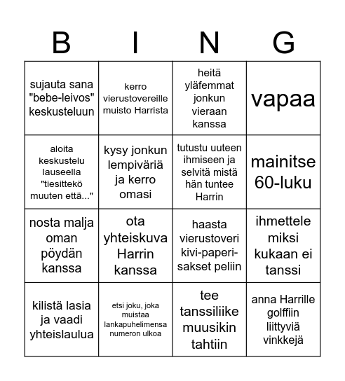synttäribingo Card