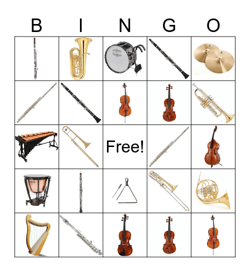 Instrument Families Bingo Card