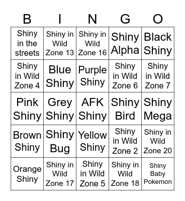POKÉMON LEGENDS: Z-A SHINY BINGO Card