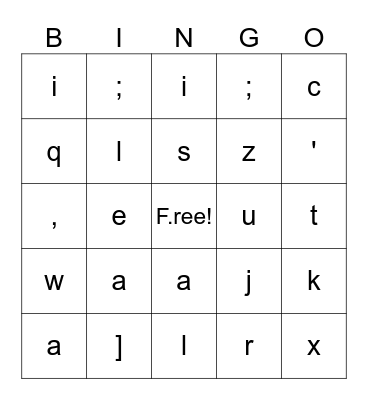 Alphabet code Bingo Card