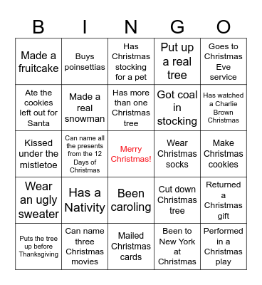 Christmas Bingo Card