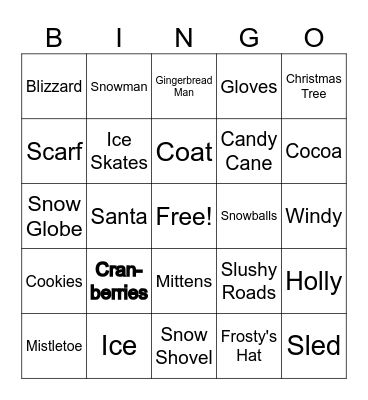 Winter Winter Winter!!! Bingo Card