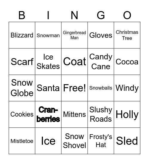 Winter Winter Winter!!! Bingo Card
