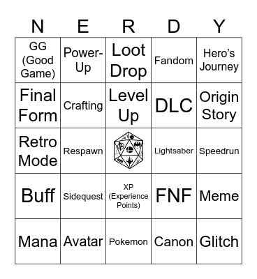 Nerdfighters - 11.15.25 Bingo Card