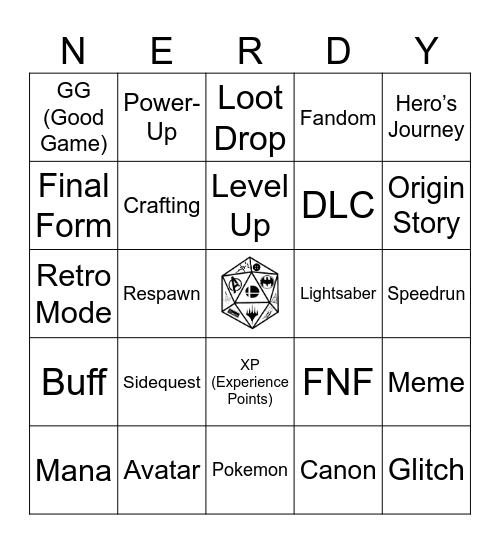 Nerdfighters - 11.15.25 Bingo Card