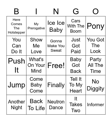 Old School Bingo Card