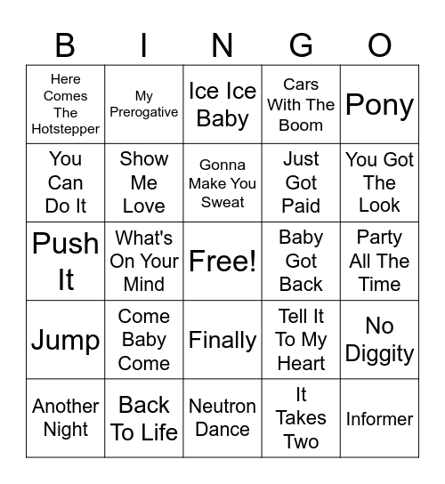 Old School Bingo Card