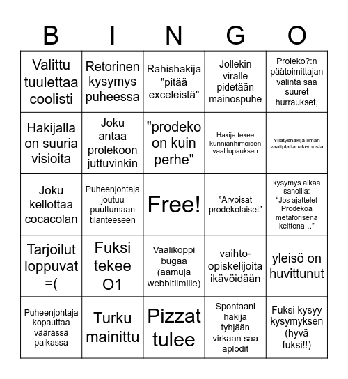 Proleko?:n legendarytier vaalibingo 2025 Bingo Card