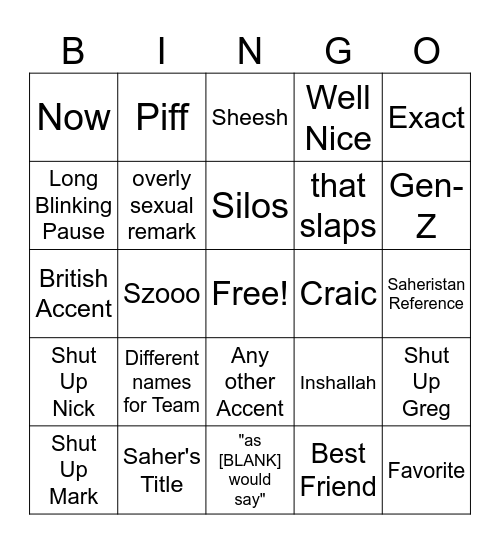 KK Catchphrase Bingo Card