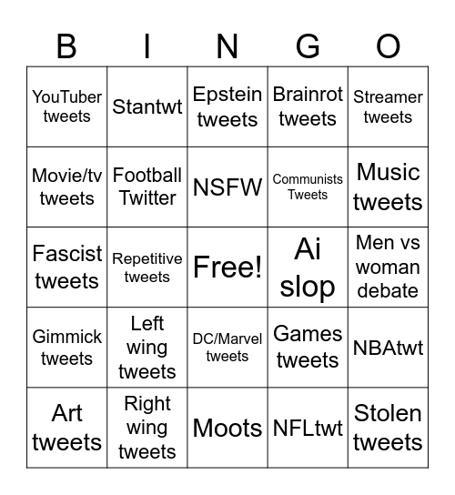 Twitter BINGO Card