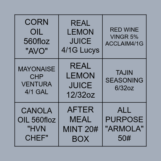 BINGO Card