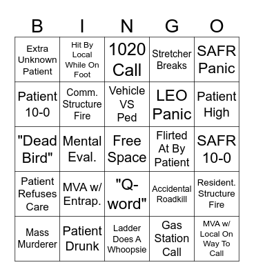 SAFREMS Bingo Card
