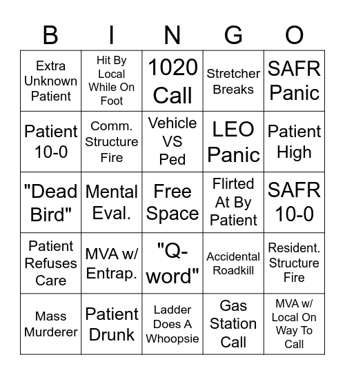 SAFREMS Bingo Card