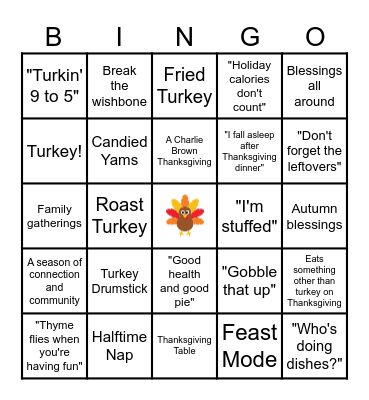 THANKSGIVING Bingo Card