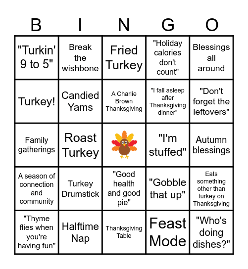 THANKSGIVING Bingo Card